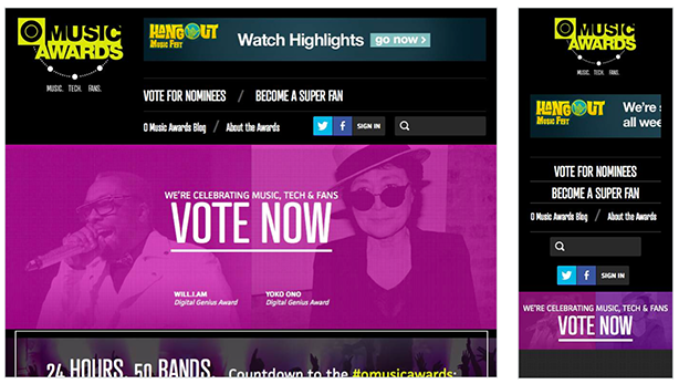 O Music Awards website